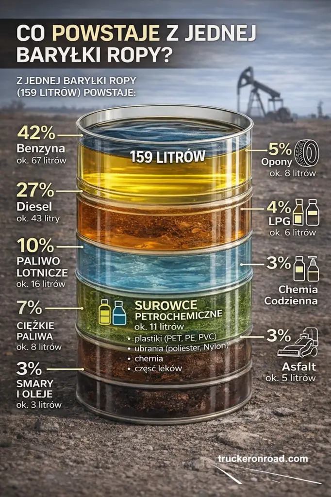 159 litrów, które napędzają świat – co naprawdę powstaje z jednej baryłki ropy?